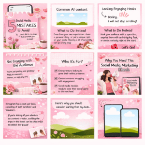 100 Aesthetic Pink Instagram Carousel Templates (Canva Editable)