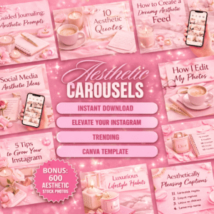 100 Aesthetic Pink Instagram Carousel Templates (Canva Editable)
