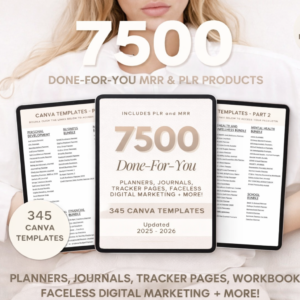 7500 Done For You PLR MRR Canva Templates, 2025 2026 Digital Planners, Journals & Trackers, Full Resell Rights