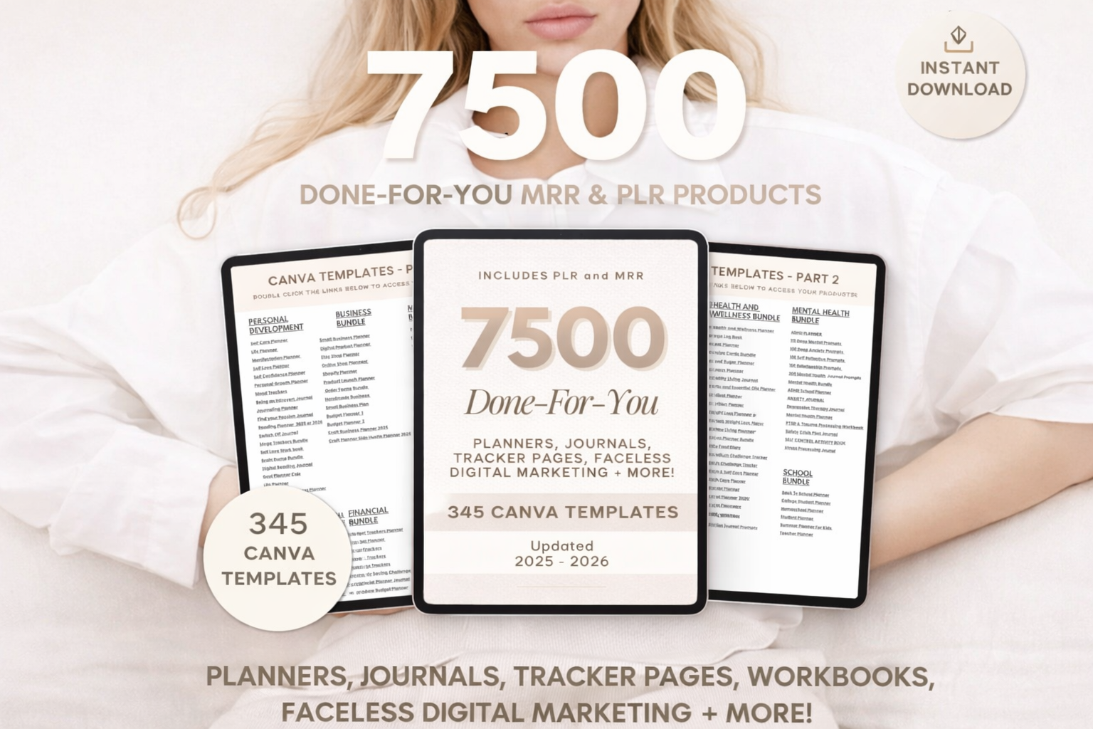 7500 Done For You PLR MRR Canva Templates, 2025 2026 Digital Planners, Journals & Trackers, Full Resell Rights