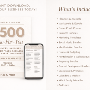 7500 Done For You PLR MRR Canva Templates, 2025 2026 Digital Planners, Journals & Trackers, Full Resell Rights