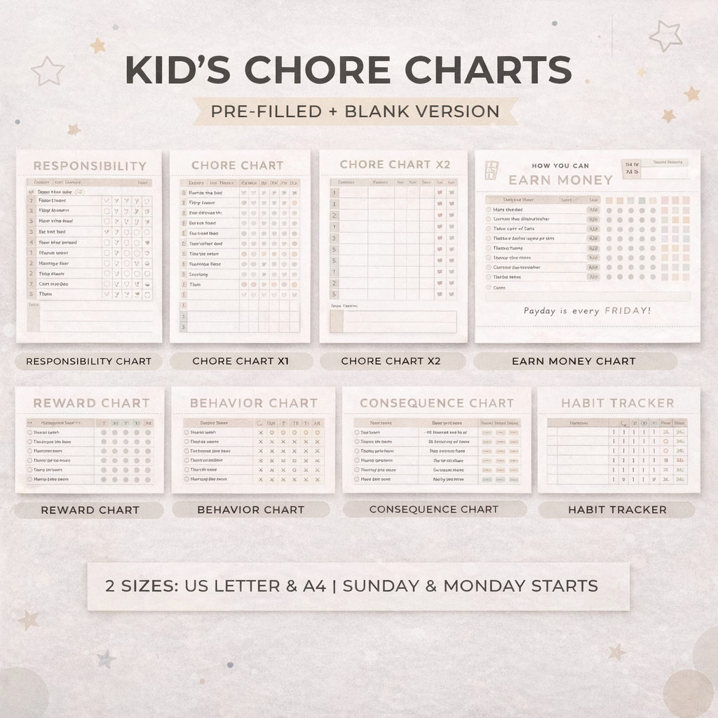 Editable Kids Chore Chart Bundle, School, Reward, Allowance, Daily Checklist, Weekly Chores, Responsibility, Behavior, Consequences, Letter - Image 10
