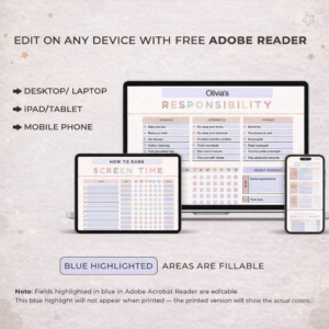 Editable Kids Chore Chart Bundle, School, Reward, Allowance, Daily Checklist, Weekly Chores, Responsibility, Behavior, Consequences, Letter