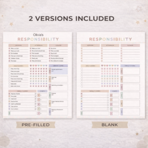 Editable Kids Chore Chart Bundle, School, Reward, Allowance, Daily Checklist, Weekly Chores, Responsibility, Behavior, Consequences, Letter