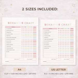 Editable Kids Chore Chart Bundle, School, Reward, Allowance, Daily Checklist, Weekly Chores, Responsibility, Behavior, Consequences, Letter