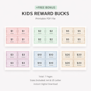 Editable Kids Chore Chart Bundle, School, Reward, Allowance, Daily Checklist, Weekly Chores, Responsibility, Behavior, Consequences, Letter