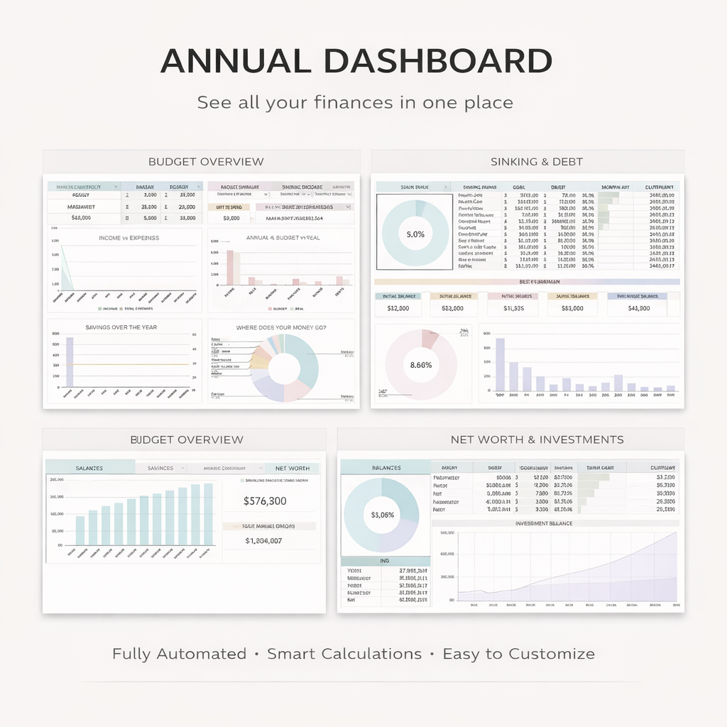 Annual & Monthly Budget Spreadsheet Google Sheet Template Financial Planner Debt payoff Snowball Saving Subscription Income Expense Tracker - Image 8
