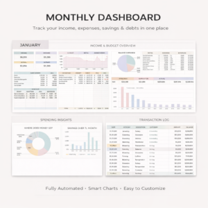 Annual & Monthly Budget Spreadsheet Google Sheet Template Financial Planner Debt payoff Snowball Saving Subscription Income Expense Tracker